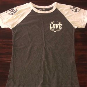 grey and white love t-shirt